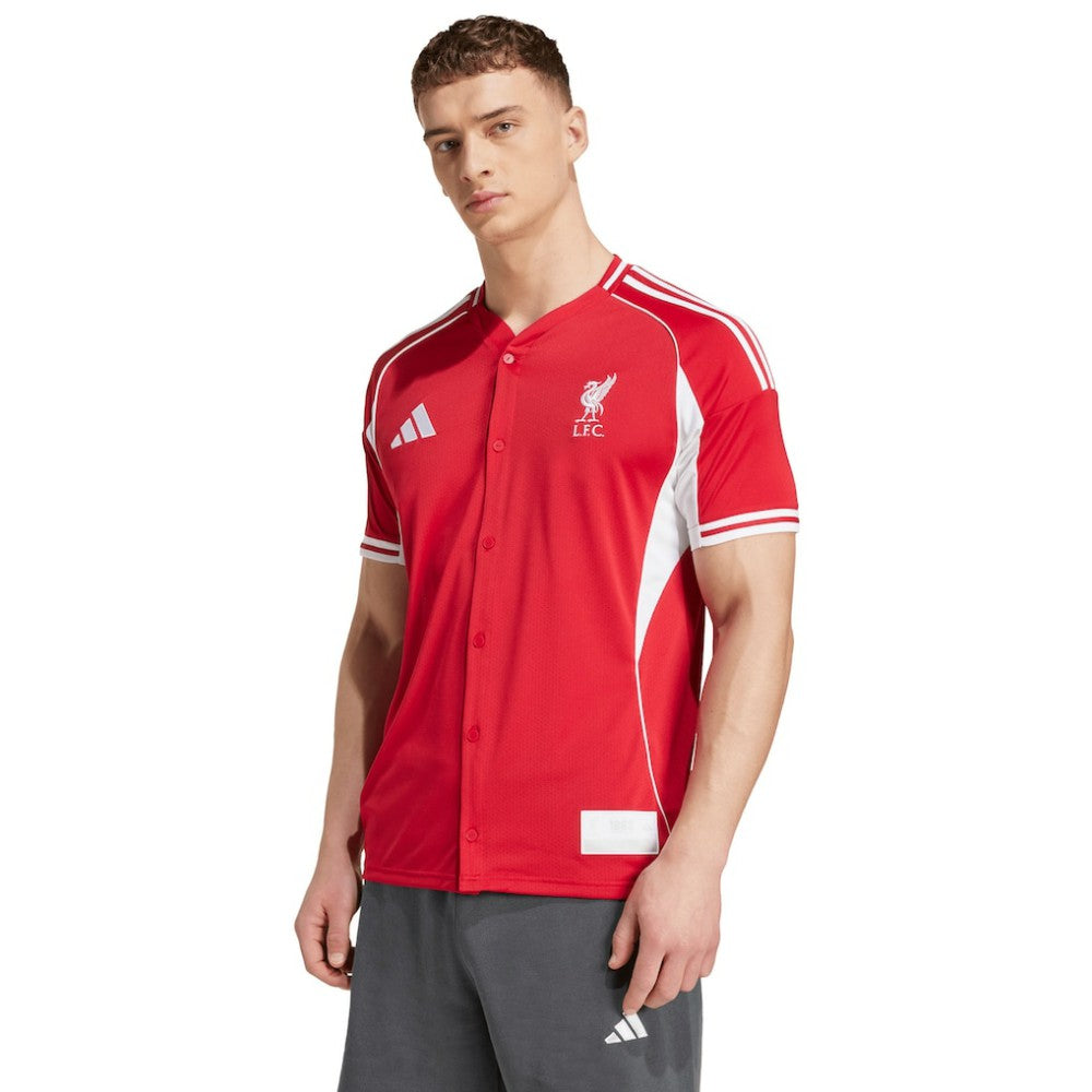 Liverpool Full-Button Baseball Jersey Discount - Red 