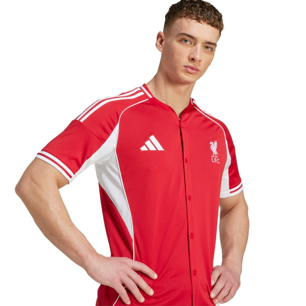 Liverpool Full-Button Baseball Jersey Discount - Red 