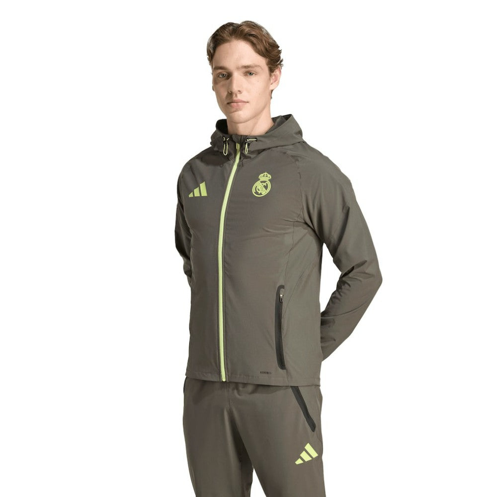 Real Madrid 2025/26 Tiro Vis Tech Travel Jacket Discount - Olive 