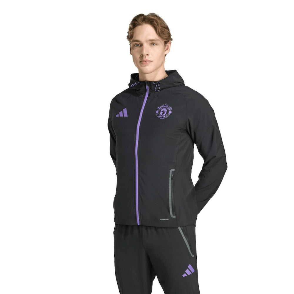 Manchester United 2025/26 Tiro Vis Tech Travel Jacket Discount - Black 