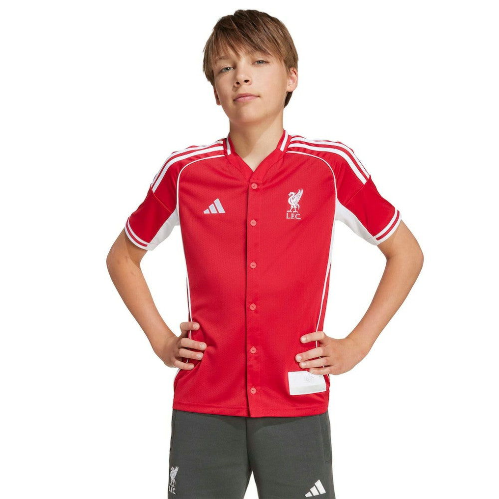 Liverpool Youth Full-Button Baseball Jersey Discount - Red 