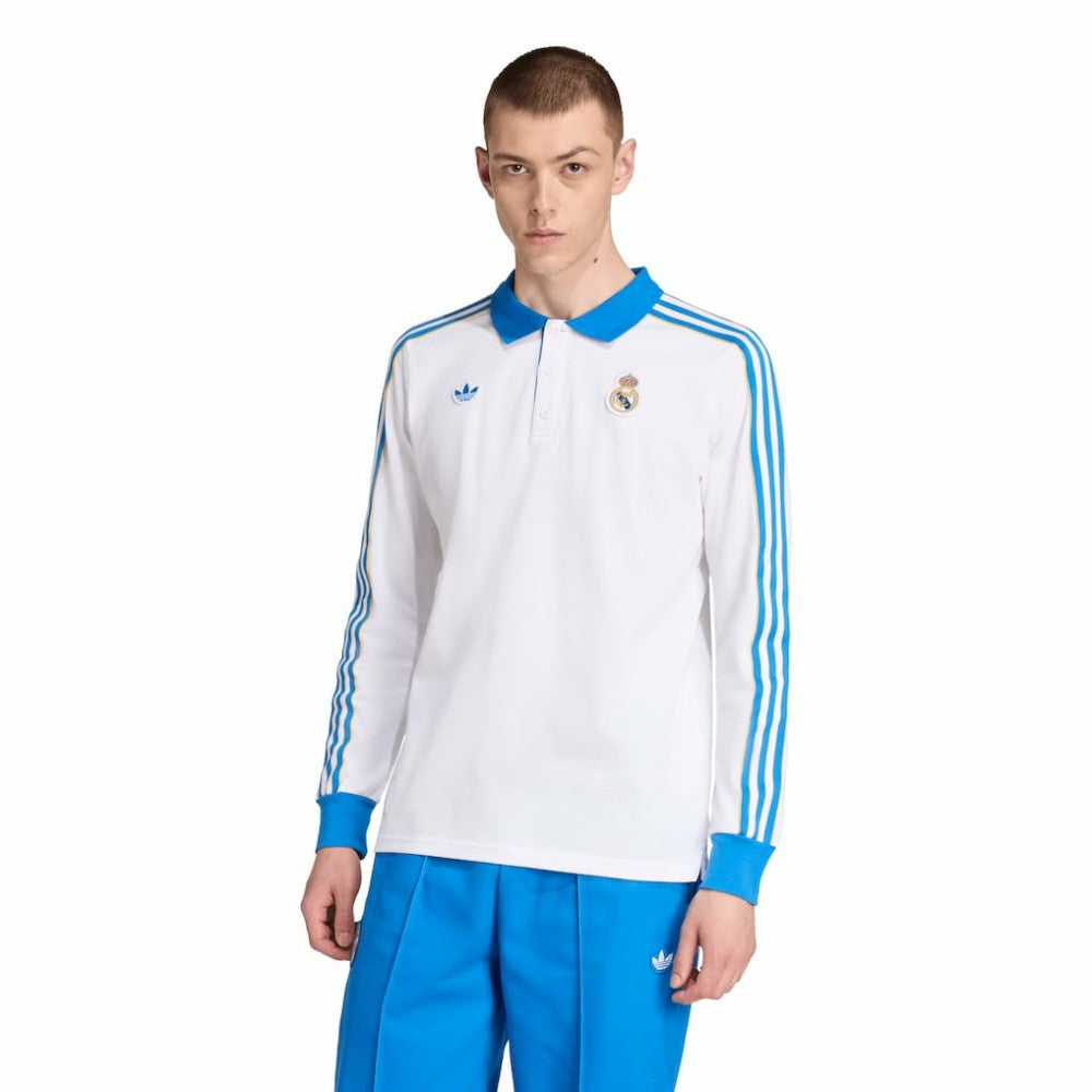 Real Madrid Terrace Icons Long Sleeve Polo Discount - White 