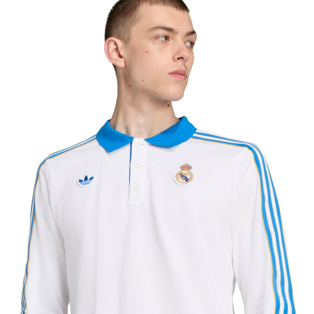 Real Madrid Terrace Icons Long Sleeve Polo Discount - White 
