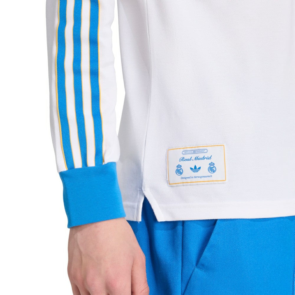 Real Madrid Terrace Icons Long Sleeve Polo Discount - White 