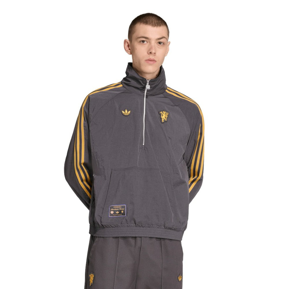 Manchester United Terrace Icons Half-Zip Jacket Discount - Gray 