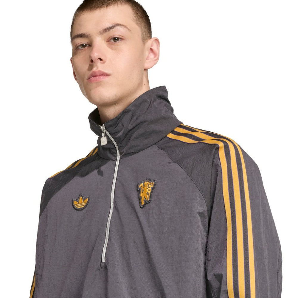 Manchester United Terrace Icons Half-Zip Jacket Discount - Gray 