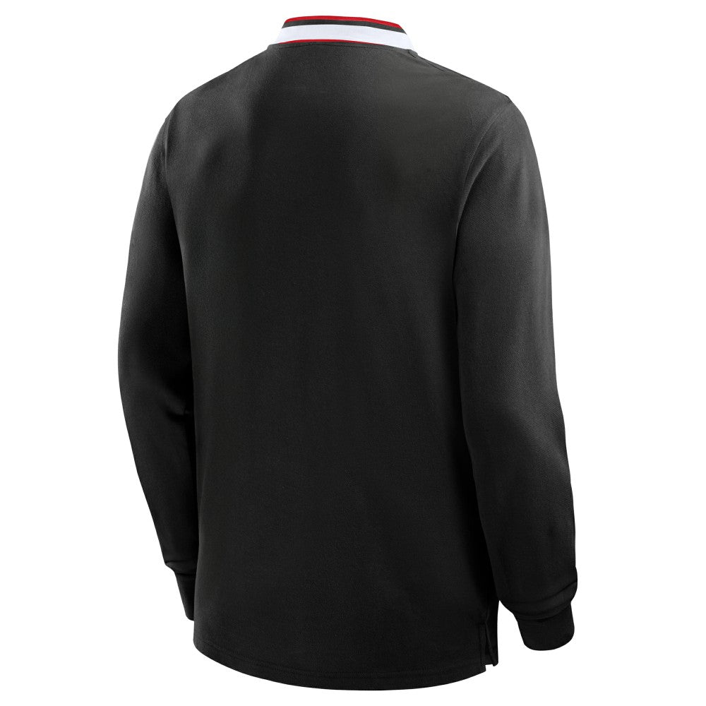 Sunderland Classic Long Sleeve Tipped Polo Shirt / Black / Mens 