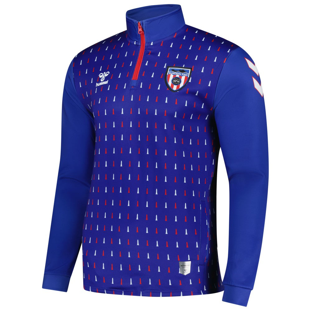Sunderland Hummel Away Pre-Match Half Zip Sale - Blue 