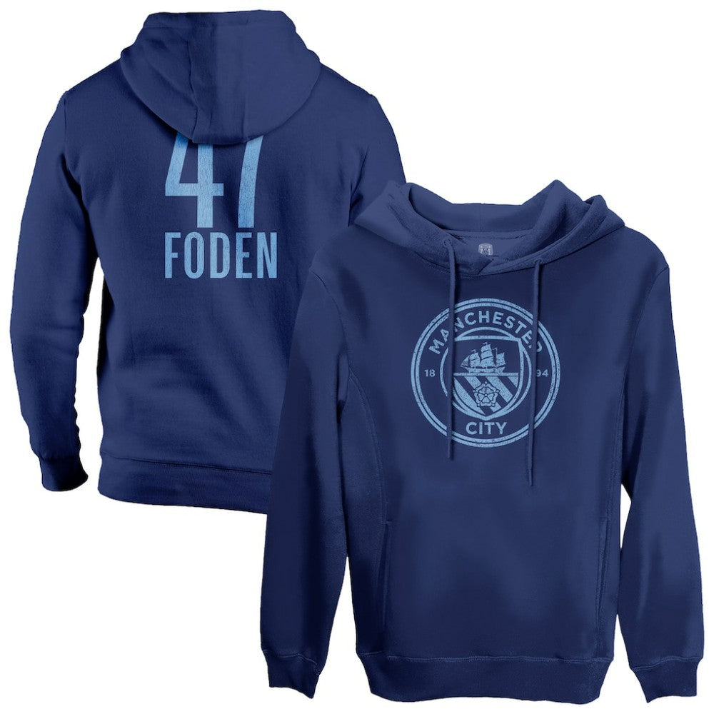 Phil Foden Manchester City 1863FC Player Fleece Pullover Hoodie Discount - Navy 