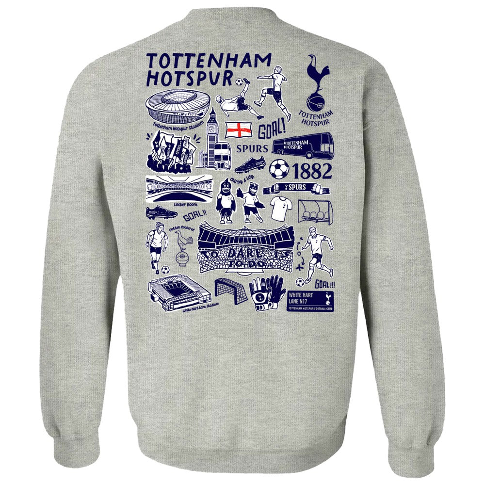 Tottenham Hotspur Vive La Fete Women's Impressions Artwork Pullover Sweatshirt  Sale - Gray 