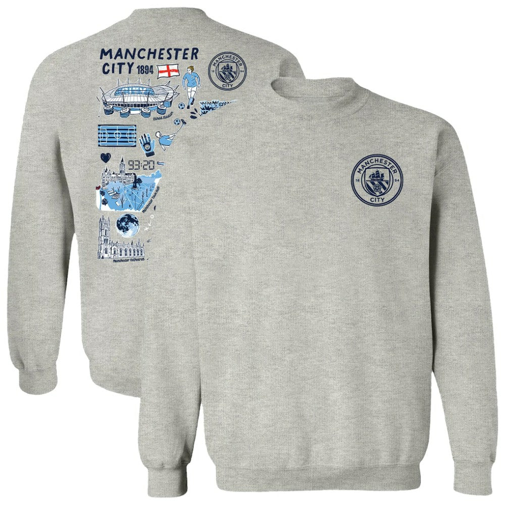 Manchester City Vive La Fete Women's Impressions Artwork Pullover Sweatshirt  Discount - Gray 
