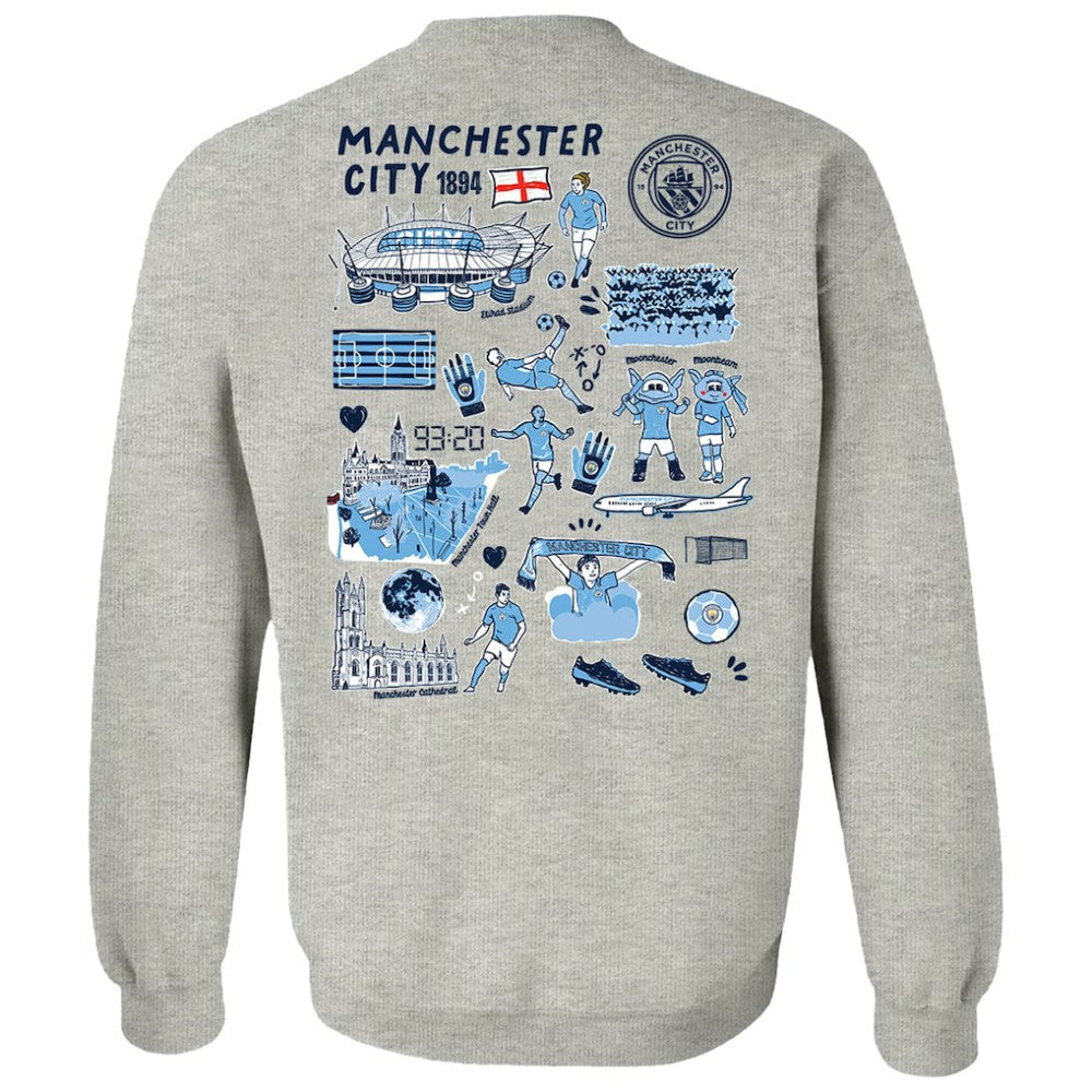 Manchester City Vive La Fete Women's Impressions Artwork Pullover Sweatshirt  Discount - Gray 