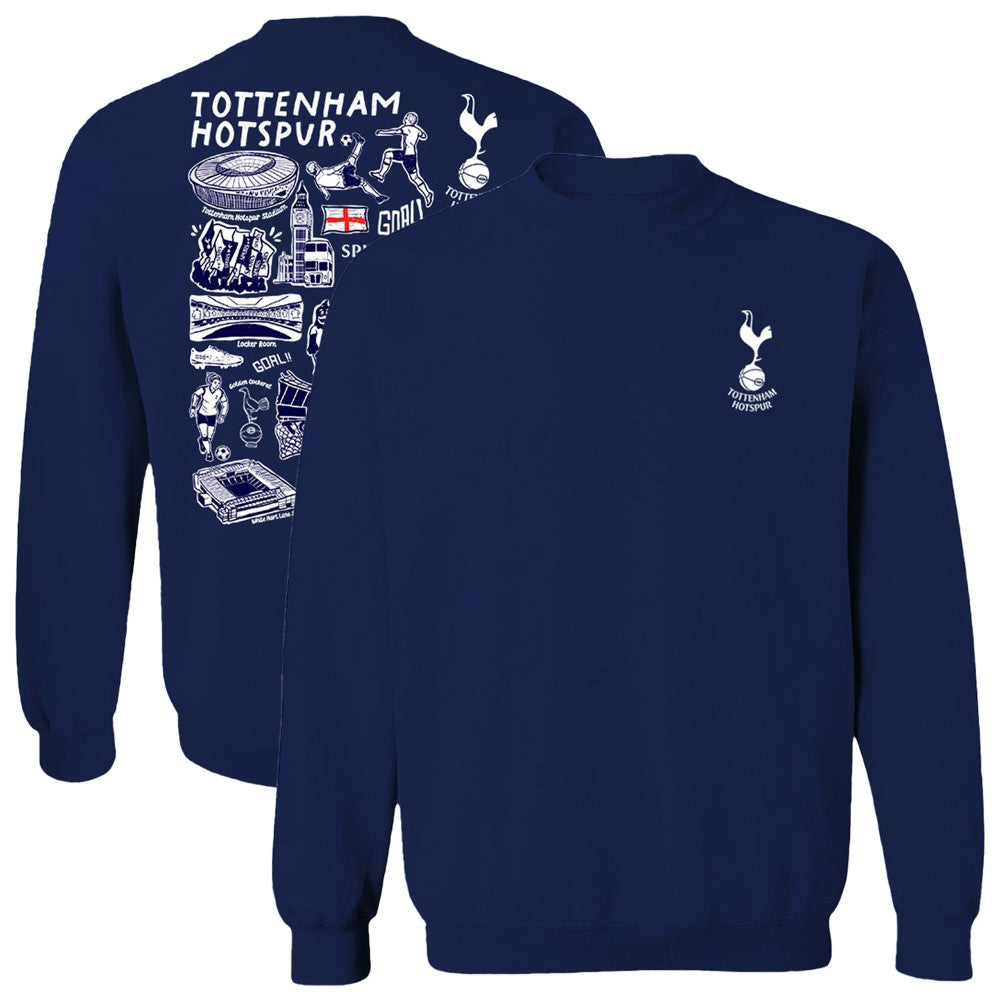 Tottenham Hotspur Vive La Fete Women's Impressions Artwork Pullover Sweatshirt  Sale - Navy 