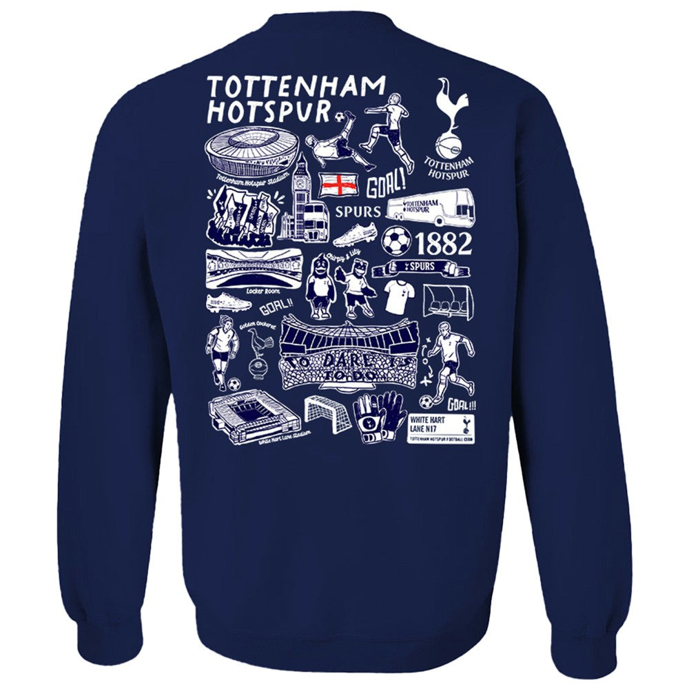 Tottenham Hotspur Vive La Fete Women's Impressions Artwork Pullover Sweatshirt  Sale - Navy 