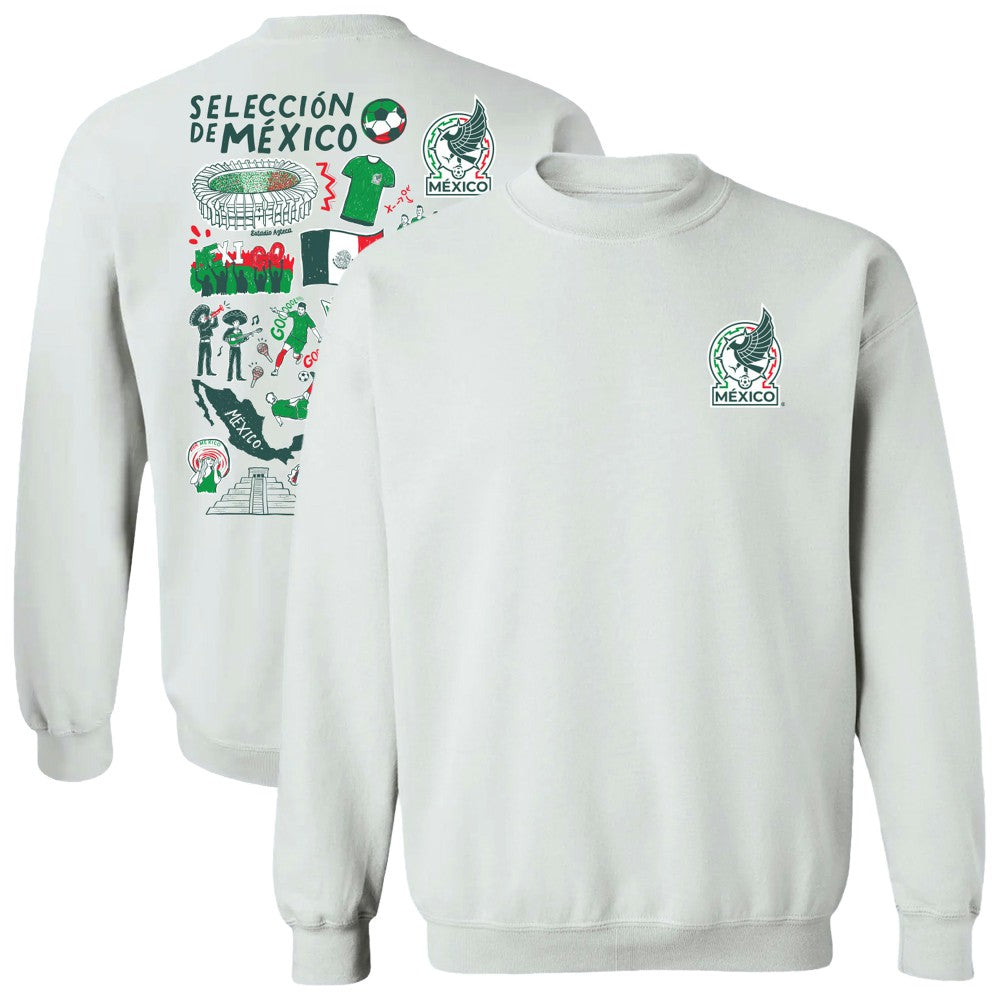 Mexico National Team Vive La Fete Women's Impressions Artwork Pullover Sweatshirt  for sale - White 