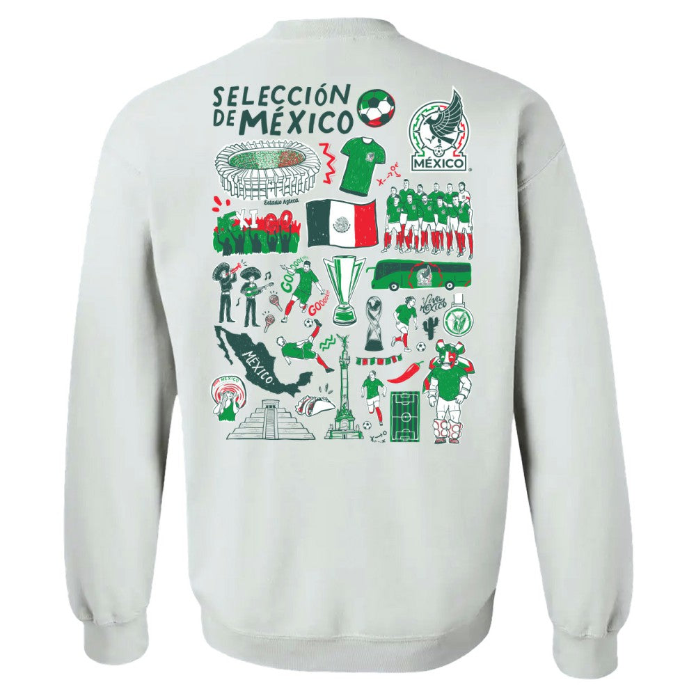 Mexico National Team Vive La Fete Women's Impressions Artwork Pullover Sweatshirt  for sale - White 
