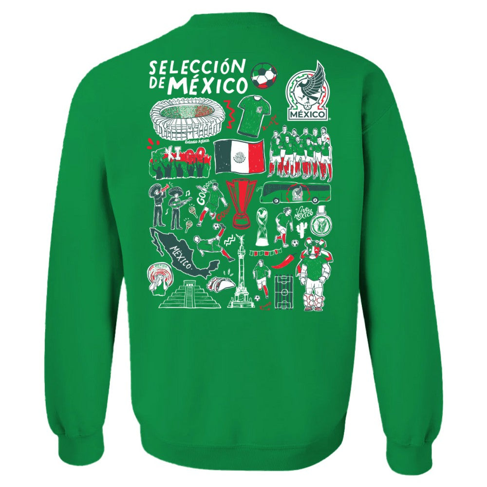 Mexico National Team Vive La Fete Women's Impressions Artwork Pullover Sweatshirt  for sale - Green 