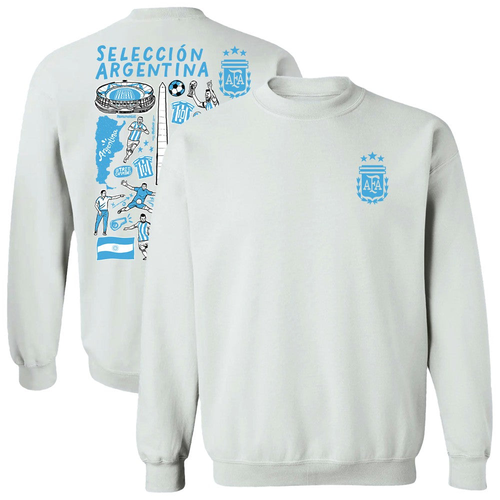 Argentina National Team Vive La Fete Women's Impressions Artwork Pullover Sweatshirt  for sale - White 