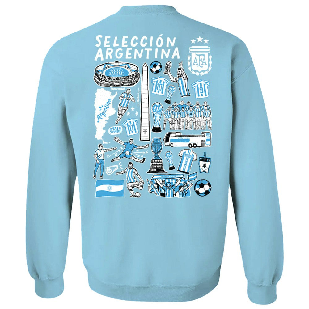 Argentina National Team Vive La Fete Women's Impressions Artwork Pullover Sweatshirt  for sale - Light Blue 