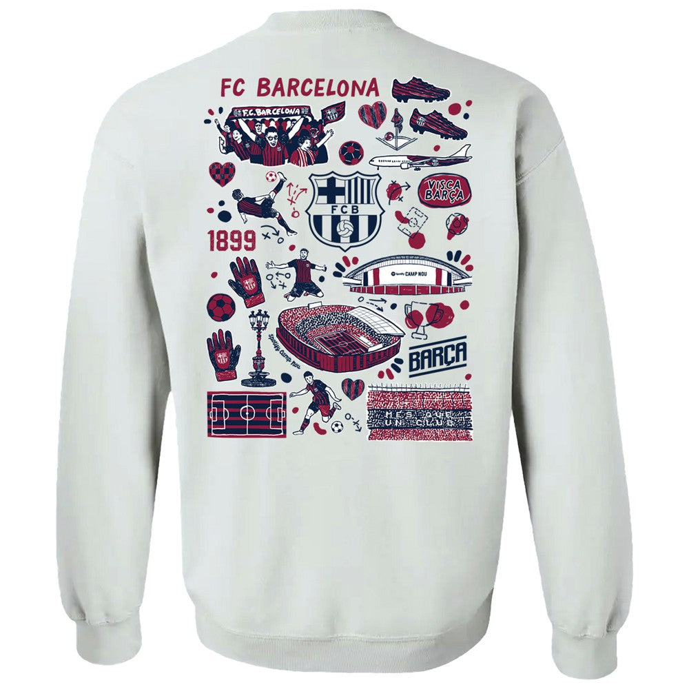 Barcelona Vive La Fete Women's Impressions Artwork Pullover Sweatshirt  on sale - White 