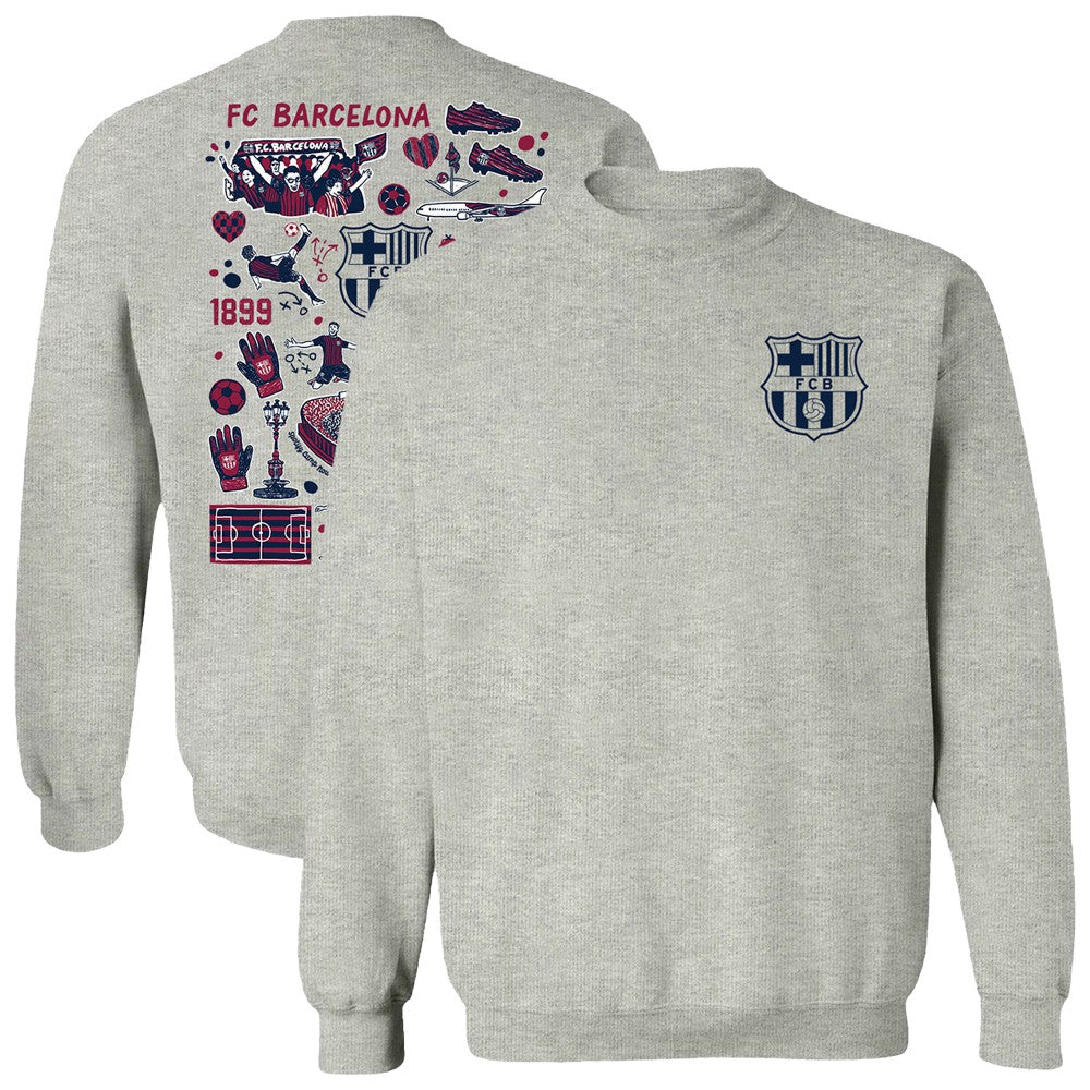 Barcelona Vive La Fete Women's Impressions Artwork Pullover Sweatshirt  on sale - Gray 