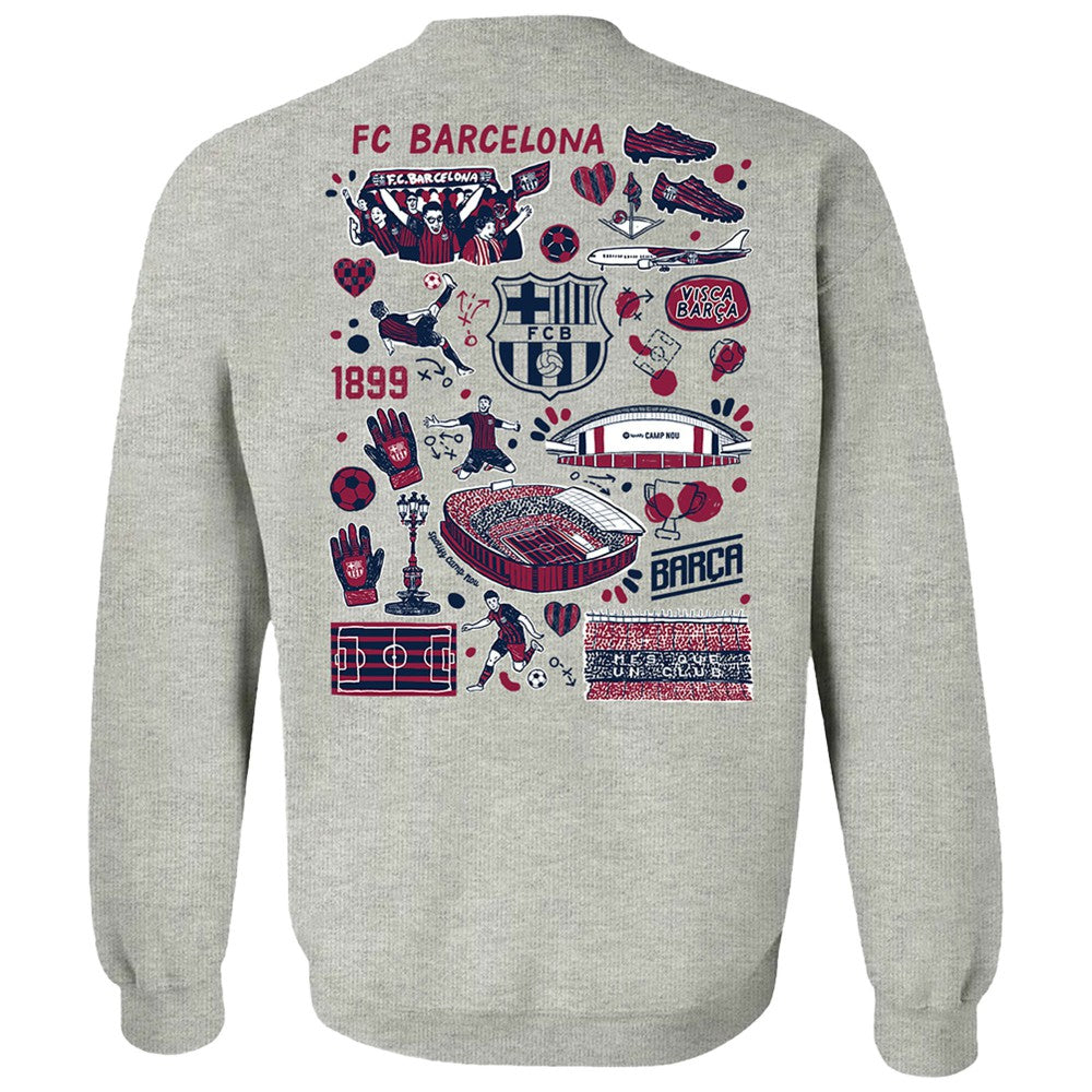 Barcelona Vive La Fete Women's Impressions Artwork Pullover Sweatshirt  on sale - Gray 