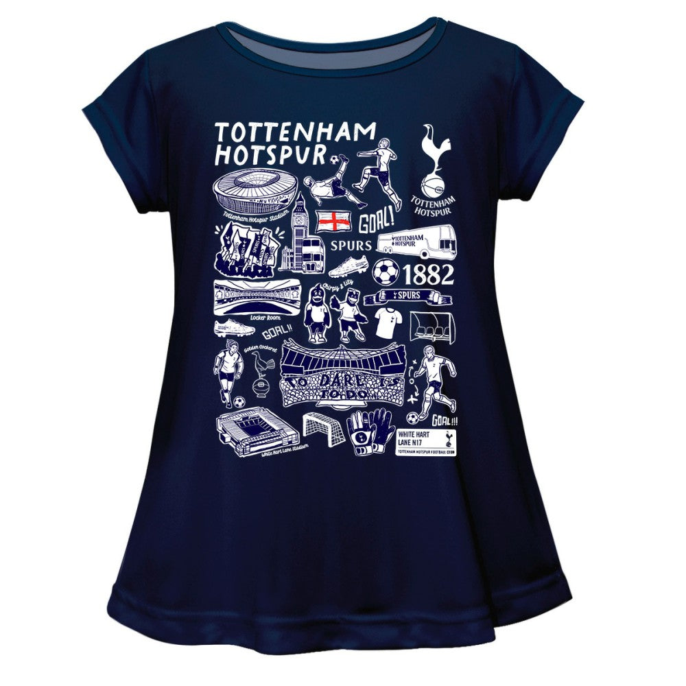 Tottenham Hotspur Vive La Fete Girls Youth  Impressions Artwork A-Line Top Sale - Navy 