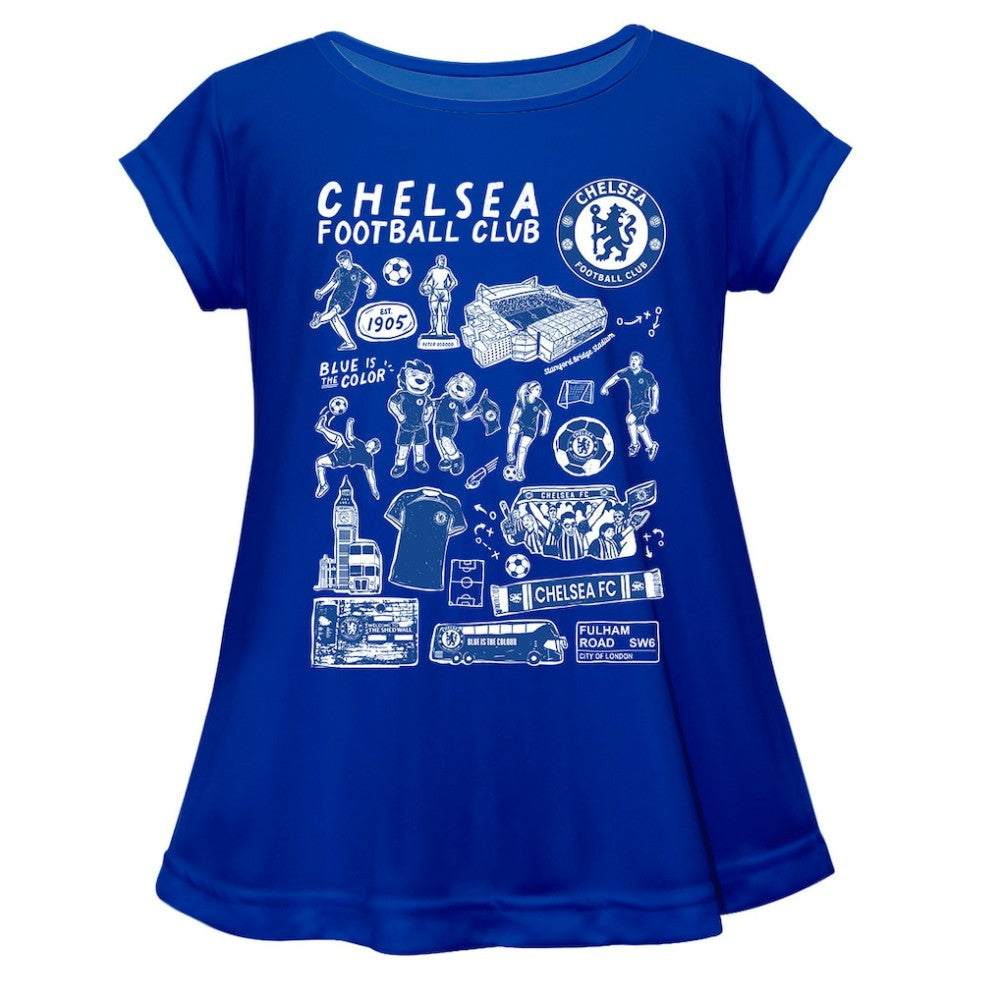 Chelsea Vive La Fete Girls Toddler  Impressions Artwork A-Line Top Discount - Blue 