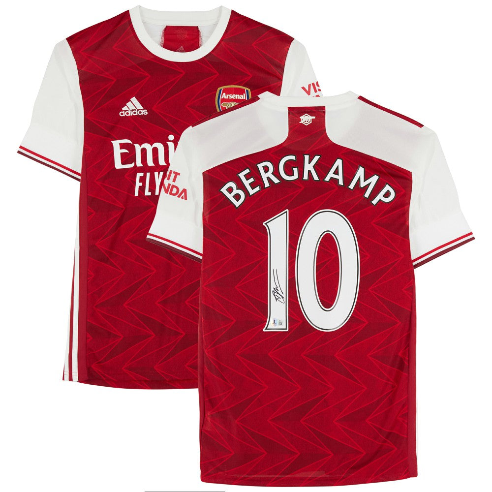 Dennis Bergkamp Arsenal Autographed 2020-21 Red Home Jersey on sale - BAS 