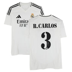 Roberto Carlos Real Madrid Autographed 2024-25 White Home Jersey Discount - BAS 