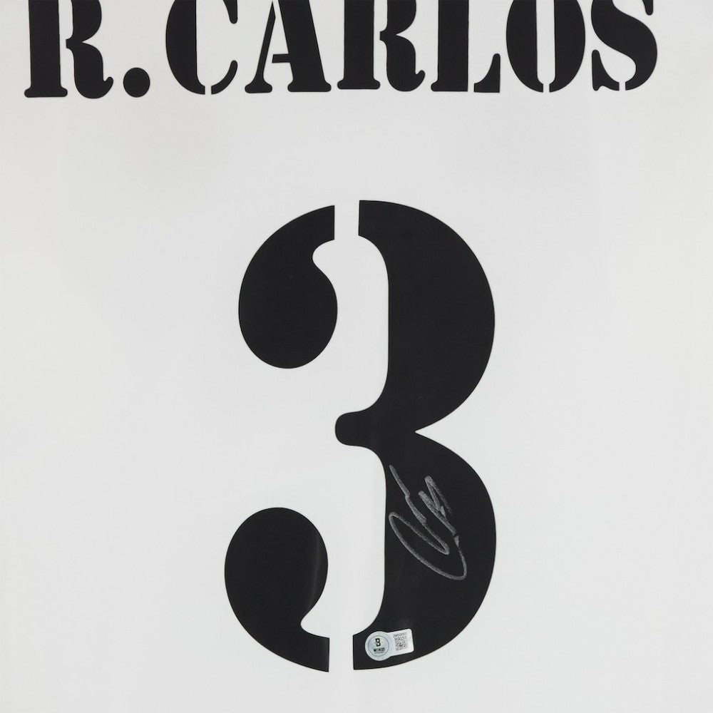 Roberto Carlos Real Madrid Autographed 2024-25 White Home Jersey Discount - BAS 