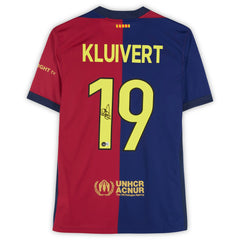 Patrick Kluivert Barcelona Autographed 2024-25 Red/Blue Home Jersey on sale - BAS 