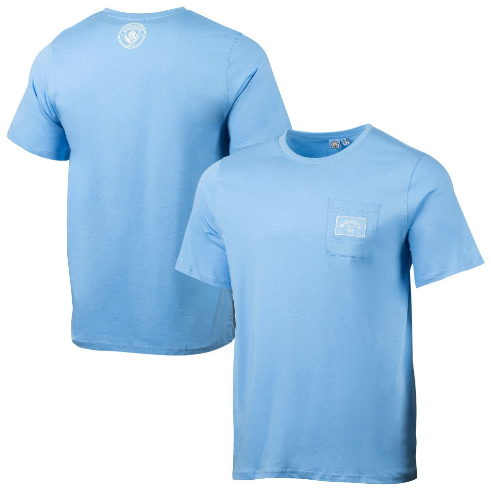 Manchester City Sport Design Sweden Relaxed Post Match Pocket T-Shirt Discount - Sky Blue 