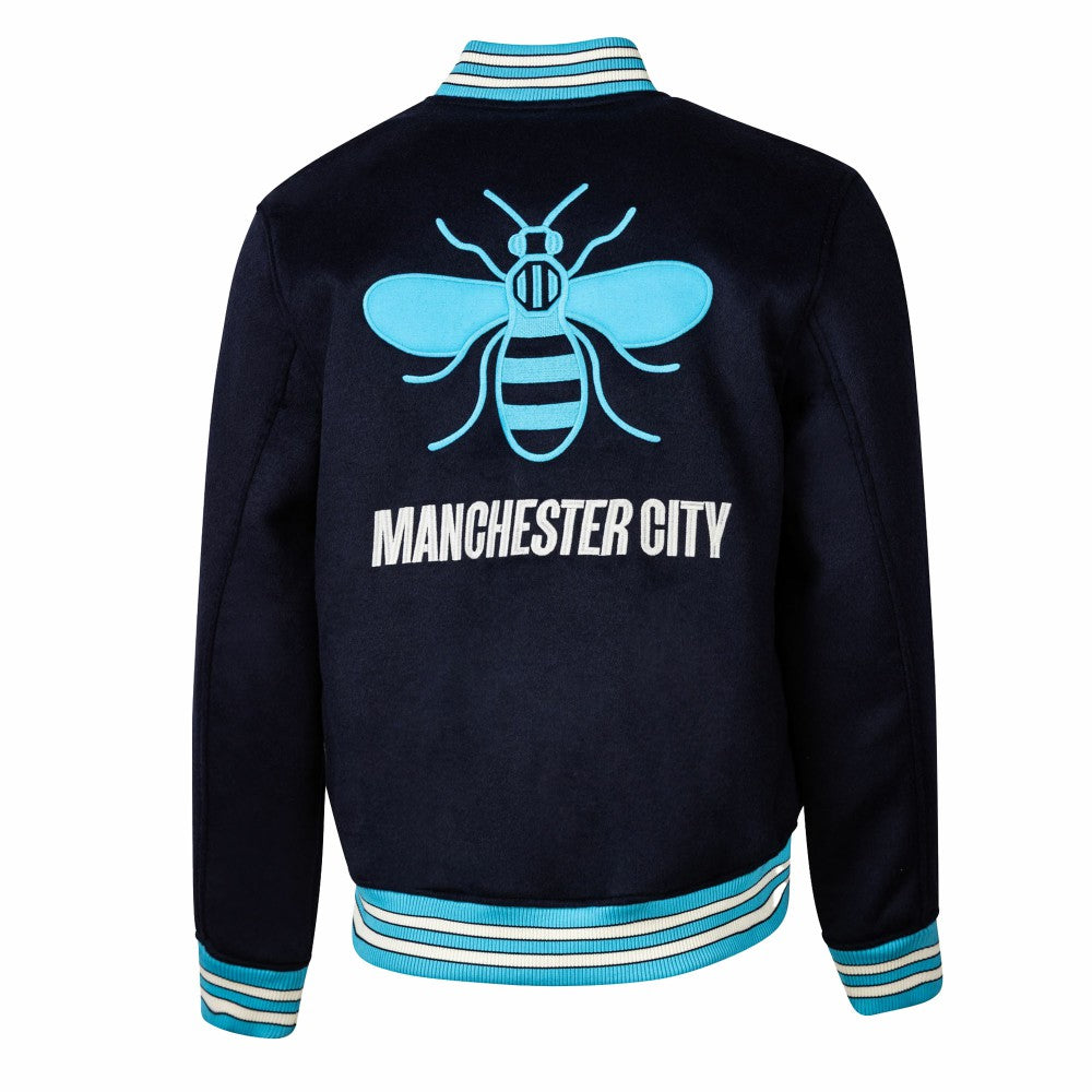 Manchester City Sport Design Sweden Free Kick Wool Varsity Jacket Discount - Navy 