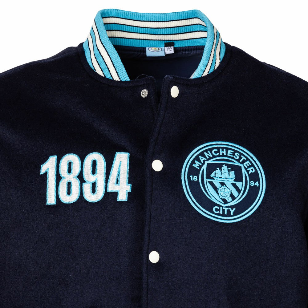 Manchester City Sport Design Sweden Free Kick Wool Varsity Jacket Discount - Navy 