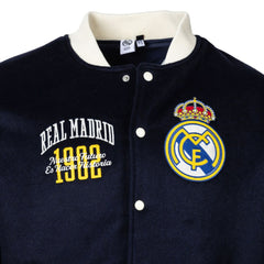 Real Madrid Sport Design Sweden Free Kick Wool Varsity Jacket Discount - Navy 