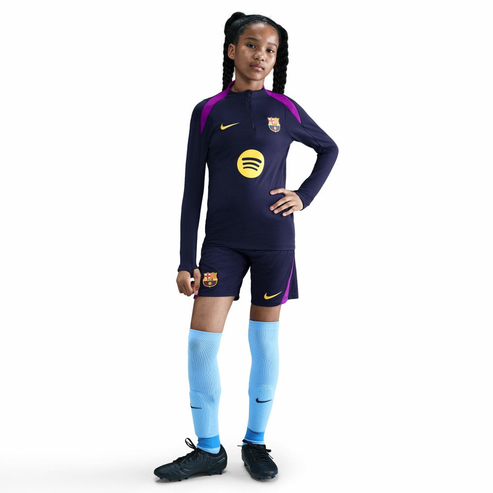 Barcelona Youth 2025/26 Strike Drill Quarter-Zip Dri-FIT Long Sleeve Top on sale - Navy 