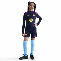 Barcelona Youth 2025/26 Strike Drill Quarter-Zip Dri-FIT Long Sleeve Top on sale - Navy 