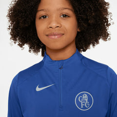 Chelsea Youth 2025/26 Strike Drill Quarter-Zip Dri-FIT Long Sleeve Top on sale - Blue 