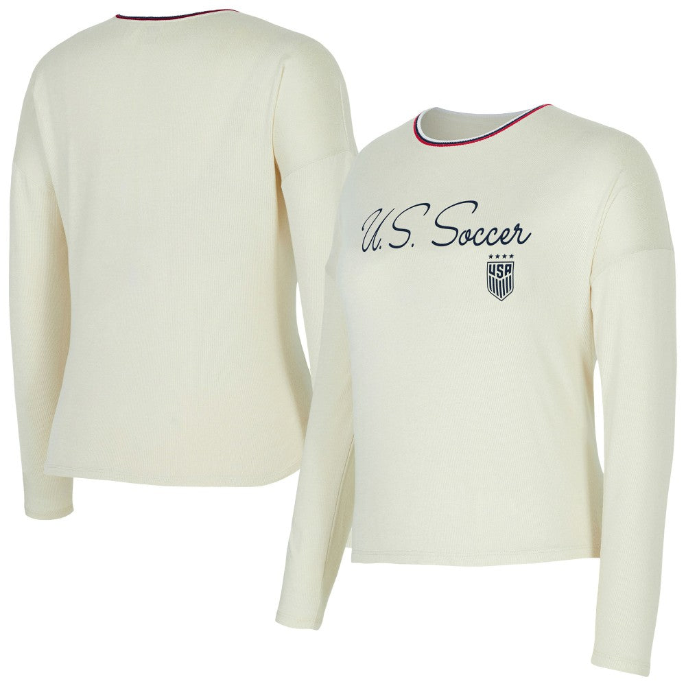 USWNT Concepts Sport Women's Kaki Hacci Knit Pullover Sweatshirt on sale - Cream 