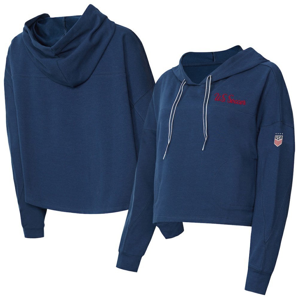 USWNT Concepts Sport Women's Elevation Tri-Blend Long Sleeve Pullover Hoodie on sale - Navy 
