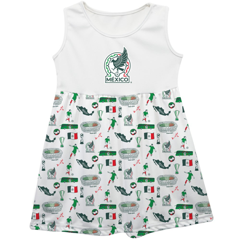 Mexico National Team Vive La Fete Girls Toddler Impressions Artwork Tank Top Dress for sale - White 