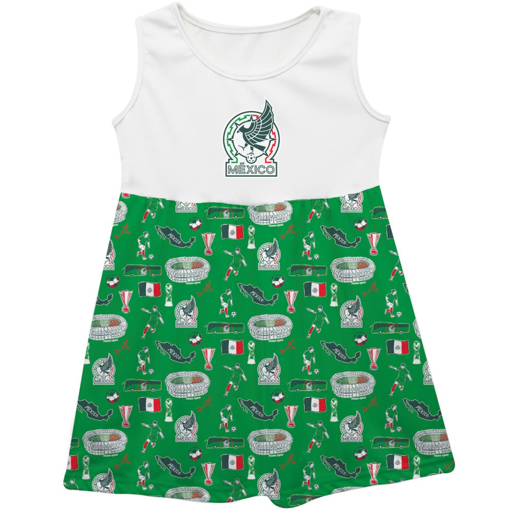 Mexico National Team Vive La Fete Girls Toddler Impressions Artwork Tank Top Dress for sale - Green 
