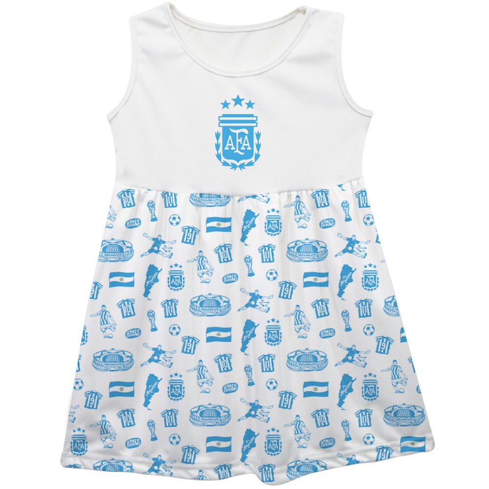 Argentina National Team Vive La Fete Girls Toddler Impressions Artwork Tank Top Dress for sale - White 