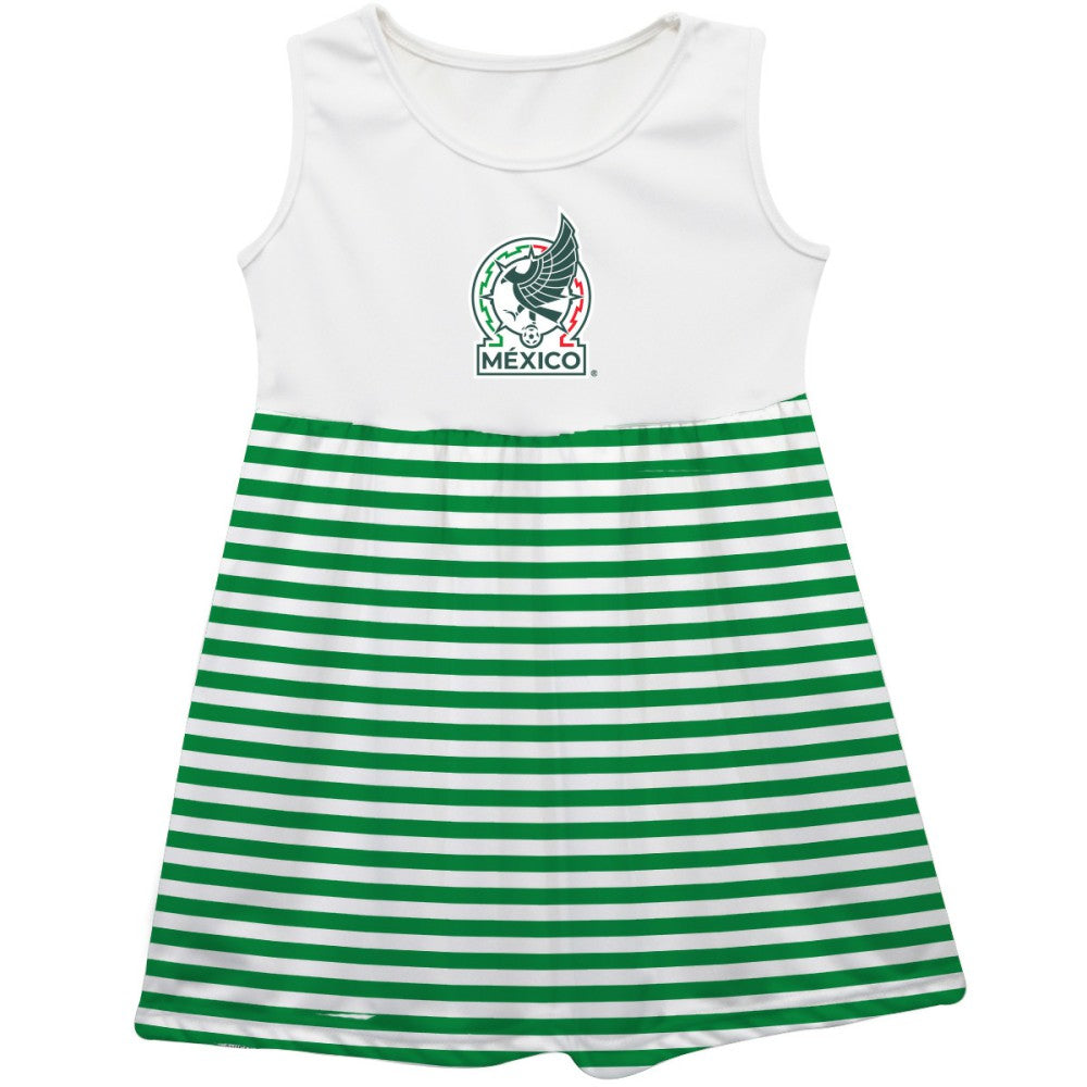 Mexico National Team Vive La Fete Girls Toddler Striped Tank Top Dress for sale - Green 