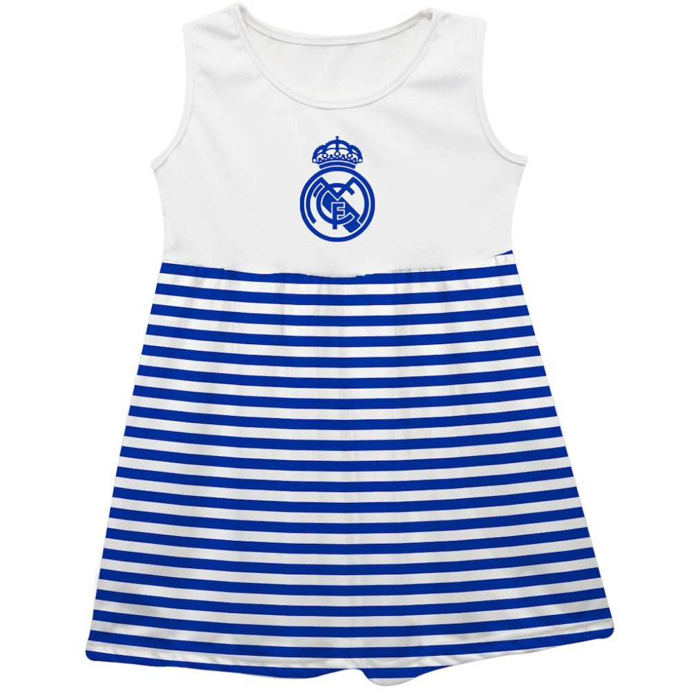 Real Madrid Vive La Fete Girls Toddler Striped Tank Top Dress Discount - Royal 