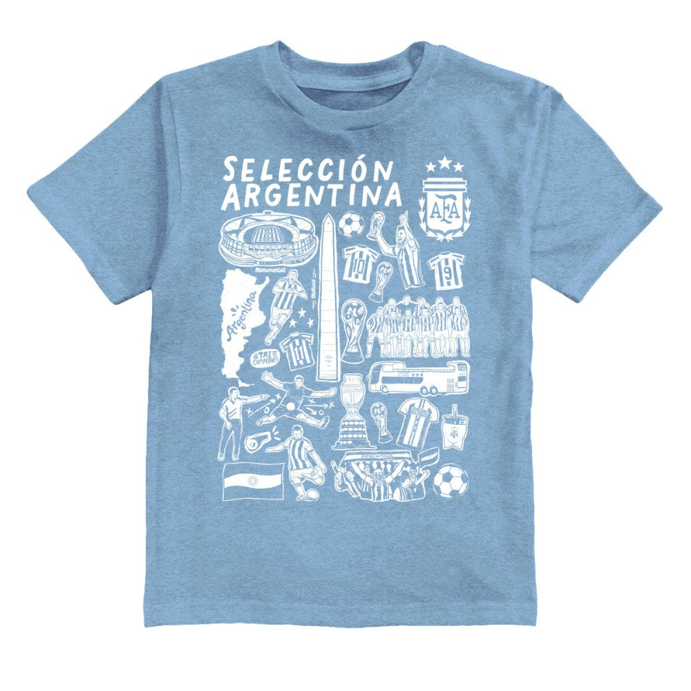 Argentina National Team Vive La Fete Youth Impressions Artwork T-Shirt for sale - Light Blue 