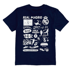 Real Madrid Vive La Fete Youth Impressions Artwork T-Shirt Discount - Navy 
