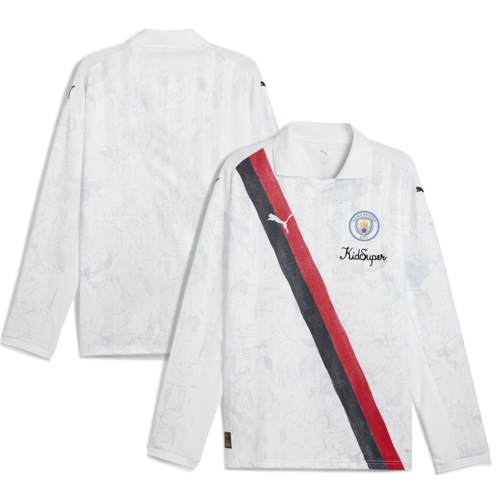 Manchester City x KidSuper 2025 FIFA Club World Cup Retro Long Sleeve T-Shirt Discount - White 
