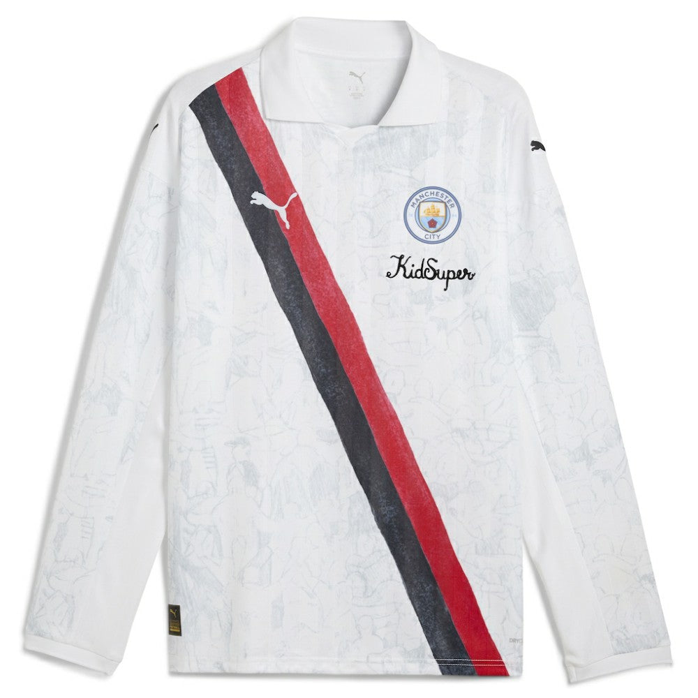 Manchester City x KidSuper 2025 FIFA Club World Cup Retro Long Sleeve T-Shirt Discount - White 